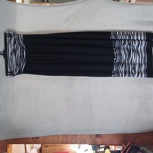 Chico's Dress Women's Size 0 Black & White Zebra Strapless Maxi Dress Stretch.